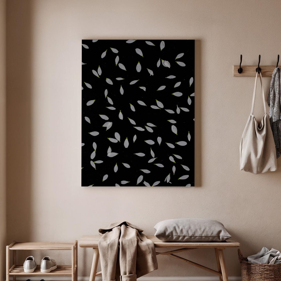 Abstract Black And White Leaf Canvas Print Natureinspired Wall Art Minimalist Floral Elegant Home Decor For Living Room Or Office