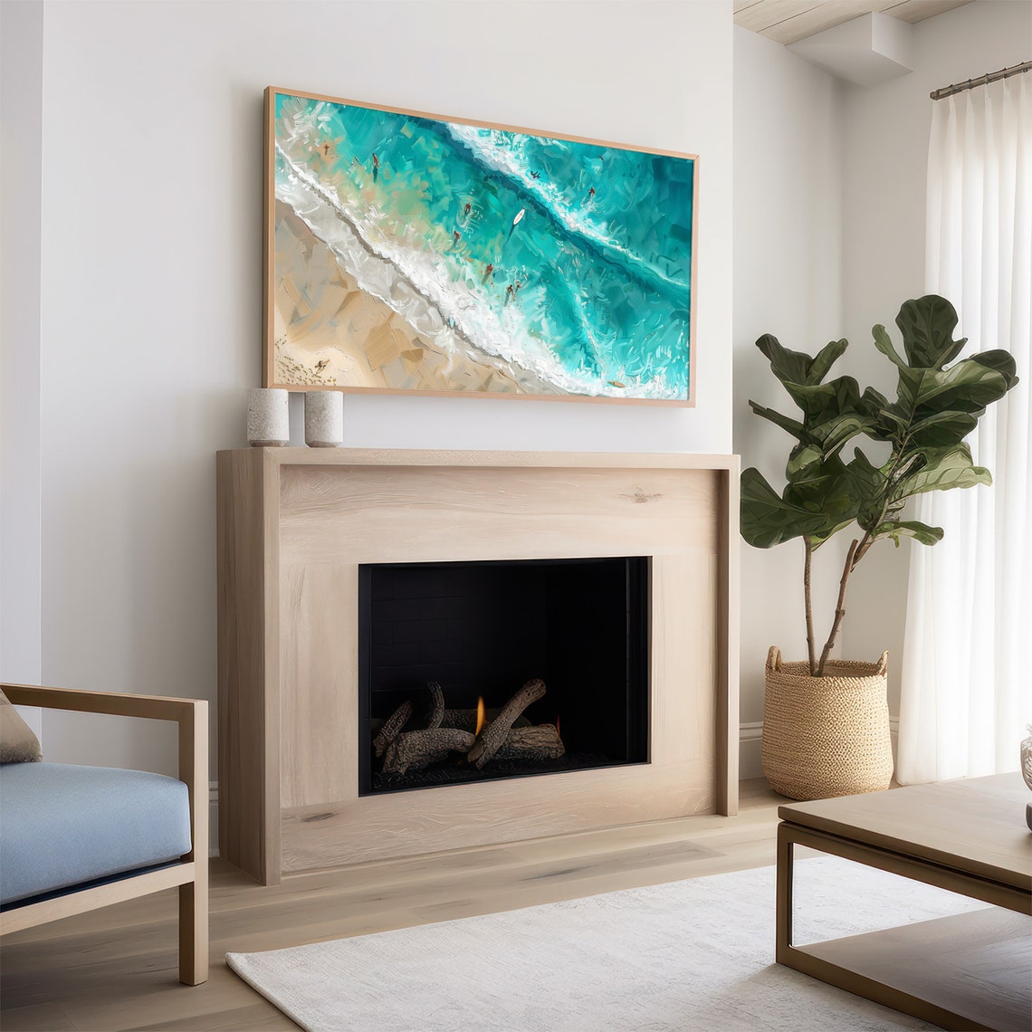 Frame Tv Art Summer Art Surf And Tide Beach Textured Painting Frame Tv Tv0002 - Image 2