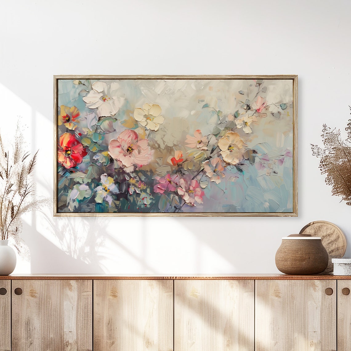 Colorful Floral Palette Abstract Bouquet Impasto Painting Wall Art - Image 3