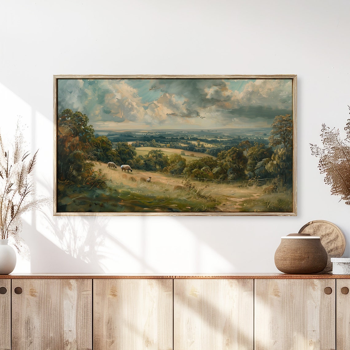 Frame Tv Art English Vista Summer Landscape Art Vintage Landscape Antique Oil Farmhouse Painting Tv0115 - Image 3