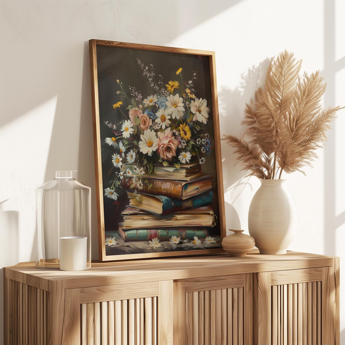 Wildflowers Bouquet on Antique Books Vintage Still Life Poster - Image 3
