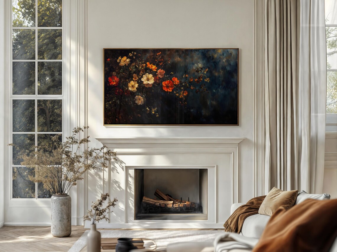 Fall Floral Frame TV Art, Vintage Autumn Flowers - Image 4