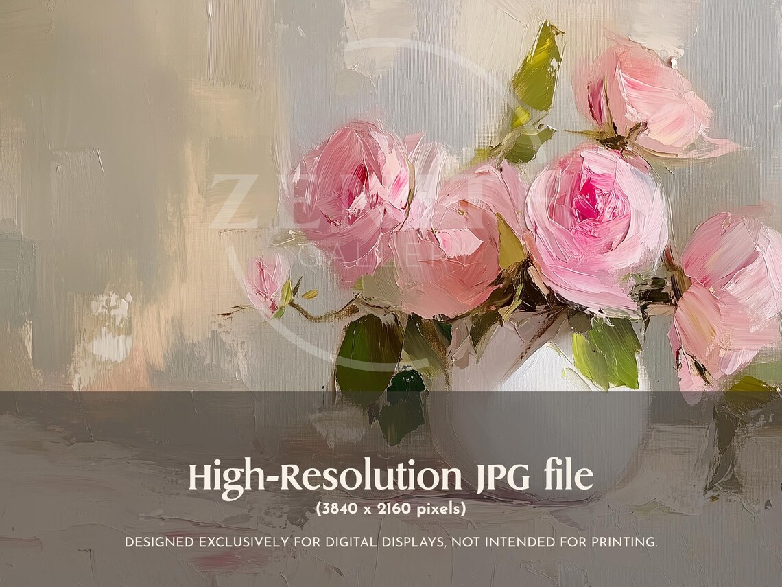 Pink Roses, Modern Botanical Floral Art Print - Image 3