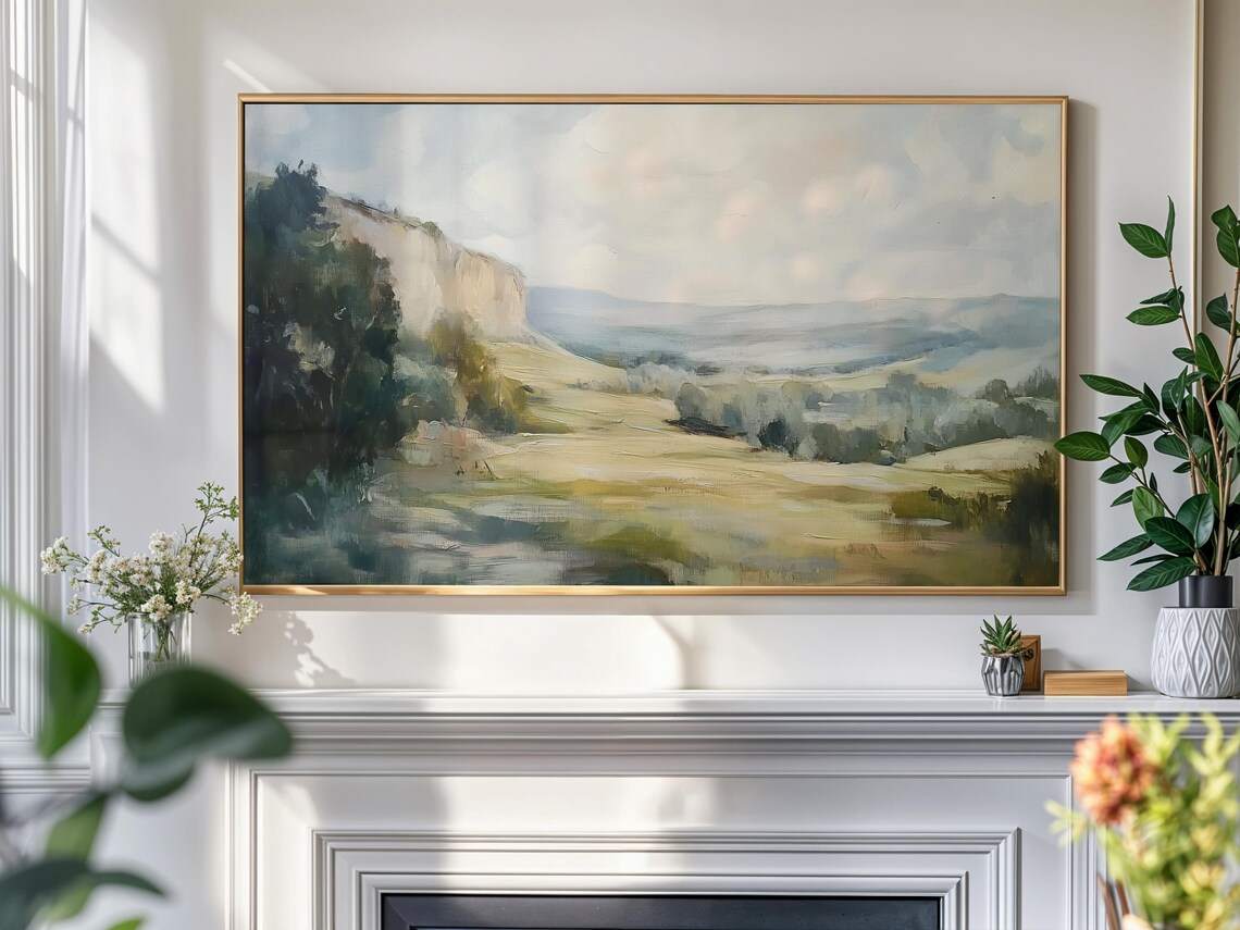 Soft Countryside Hills Pale Neutral Vintage Pastoral Landscape Poster - Image 4