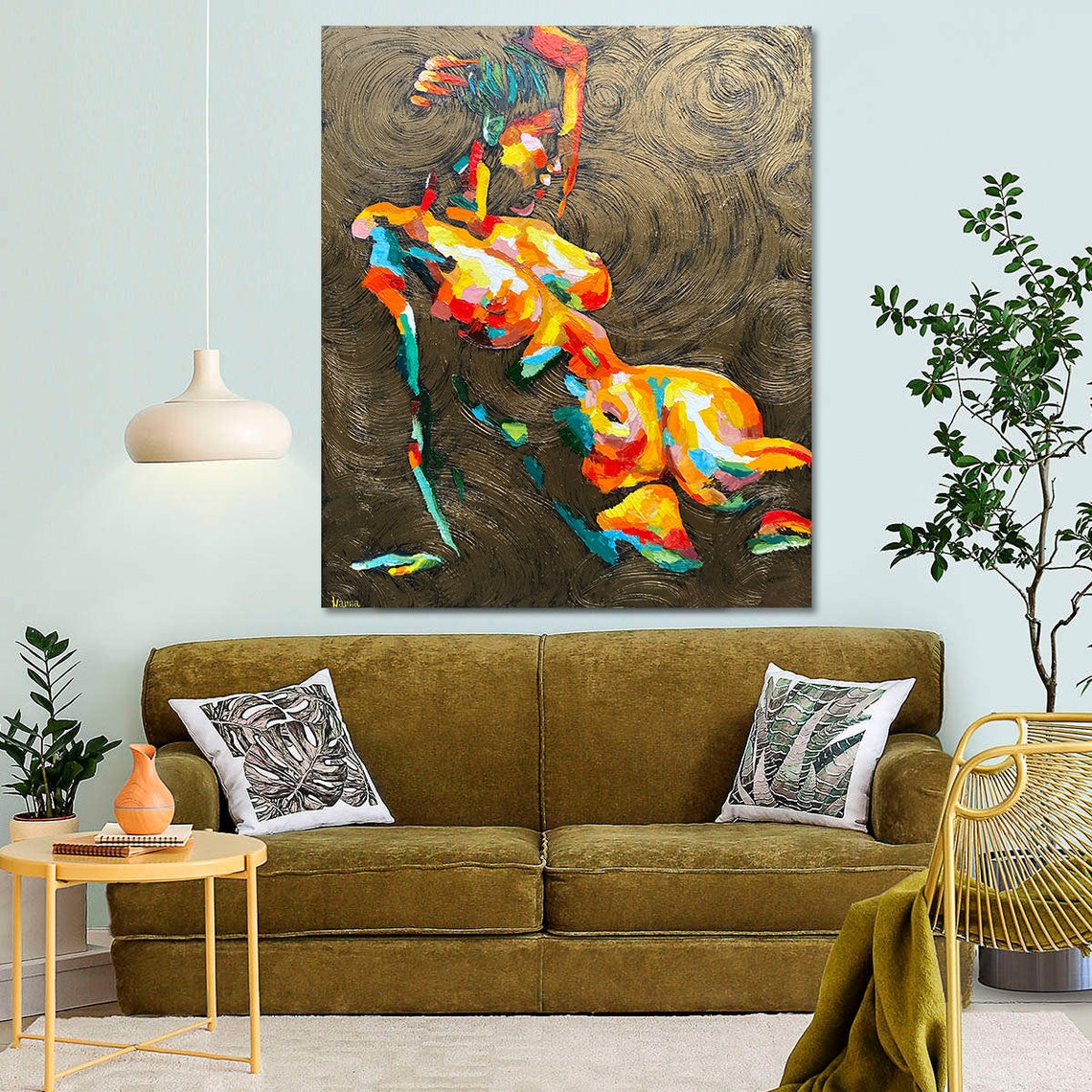 Abstract Nude Woman Seated Figure Colorful Modern Art Poster Print - Image 2