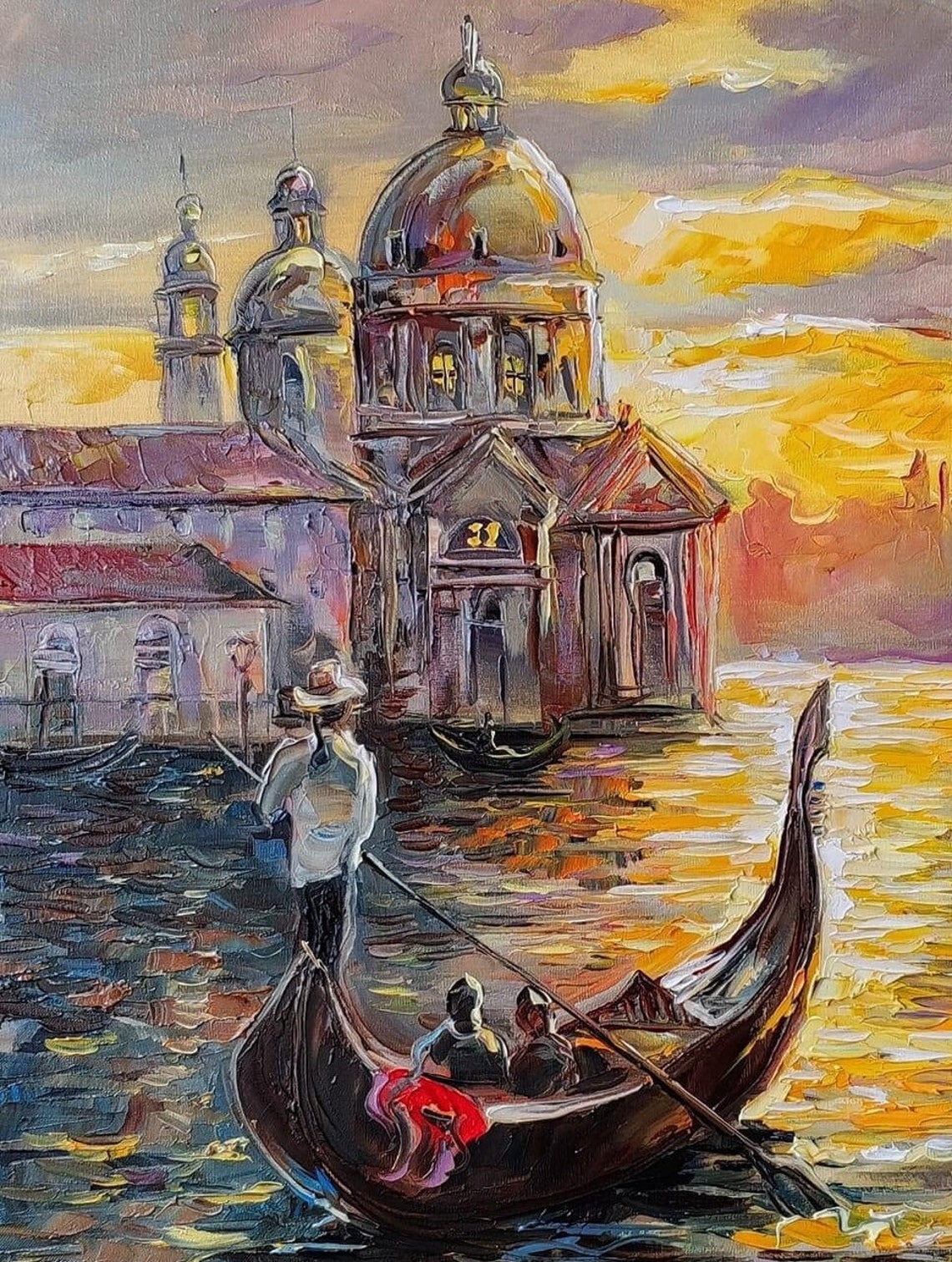 Venice Painting Original Venice Wall Art Italian Landscape Painting Large Italy Oil Painting Venice Italy Artwork Sunset Painting On - Image 2