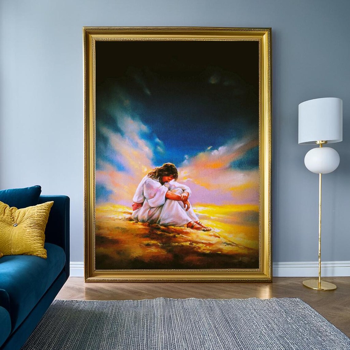 Jesus Praying Abstract Christian Wall Art Print - Image 2
