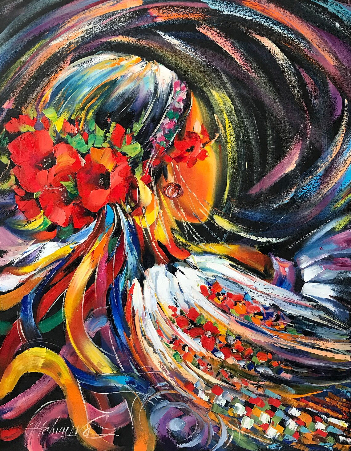Ukrainian Girl Art Print, Modern Ukrainian Folk - Image 3