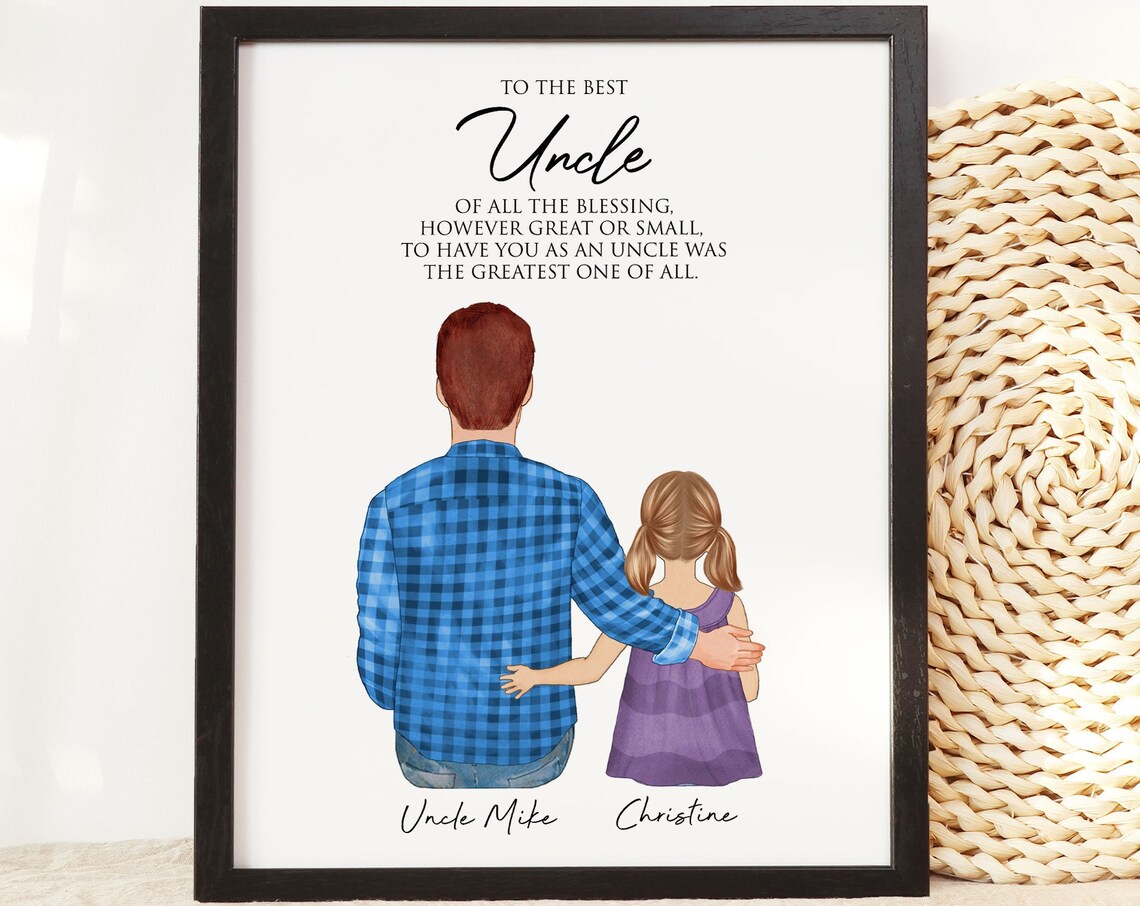 To The Best Uncle Quote Niece Portrait Watercolor Gift Poster