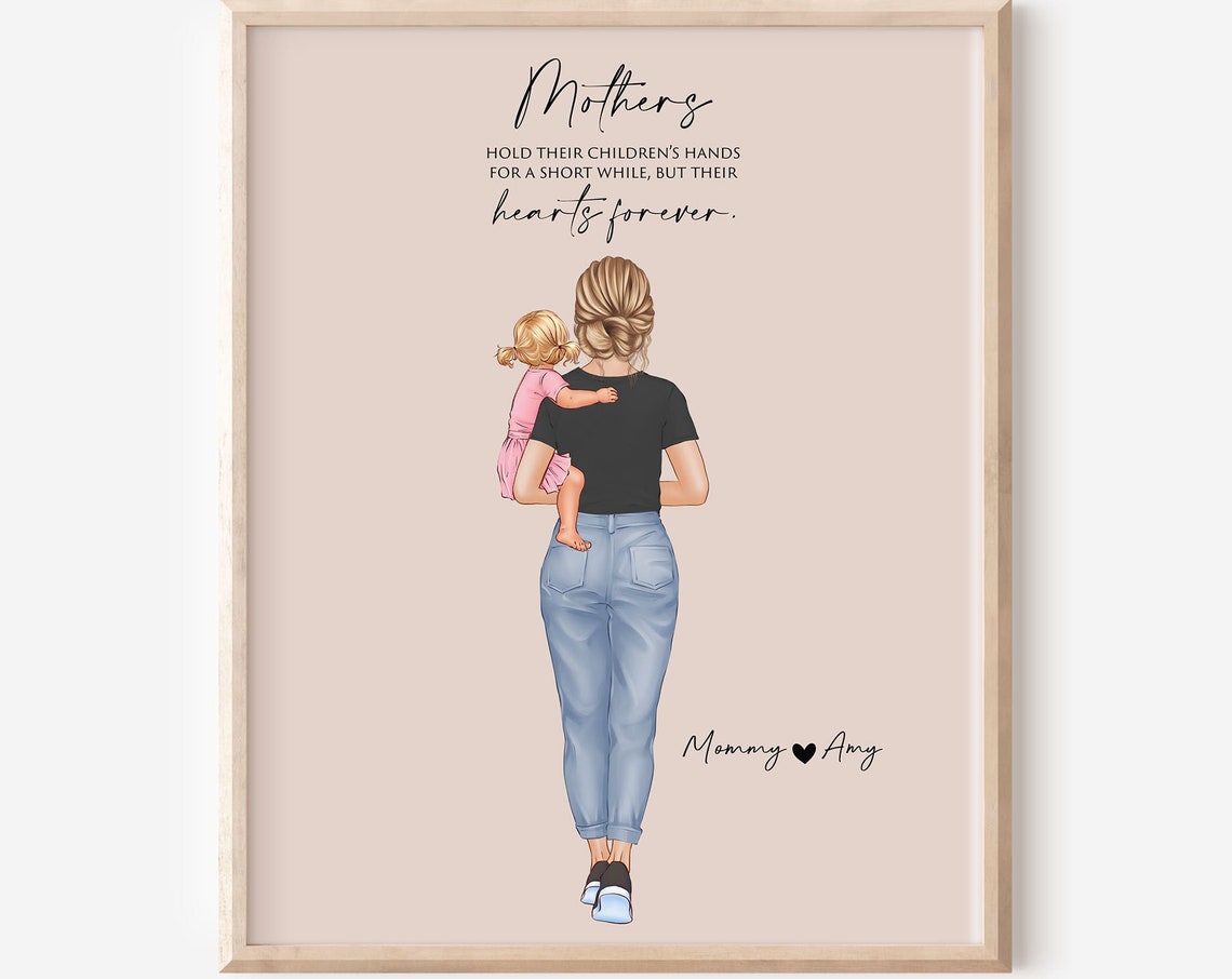 Mothers Hold Their Children's Hands Hearts Forever Gift Poster