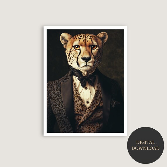 Gentleman Cheetah Print Bow Tie Animal Wall Art