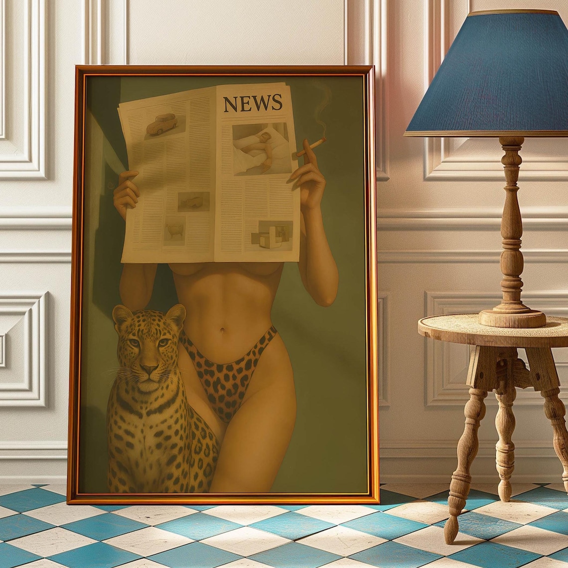 Retro Leopard Print Poster, Vintage 80s Style Art