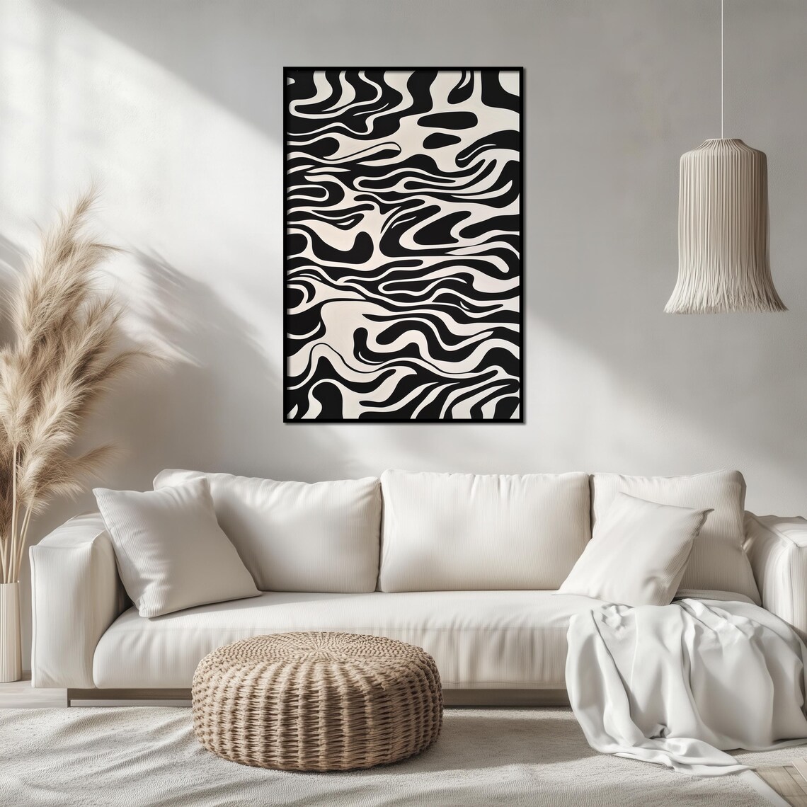 Abstract Zebra-Like Flow, Monochrome Pattern Art Print - Image 2