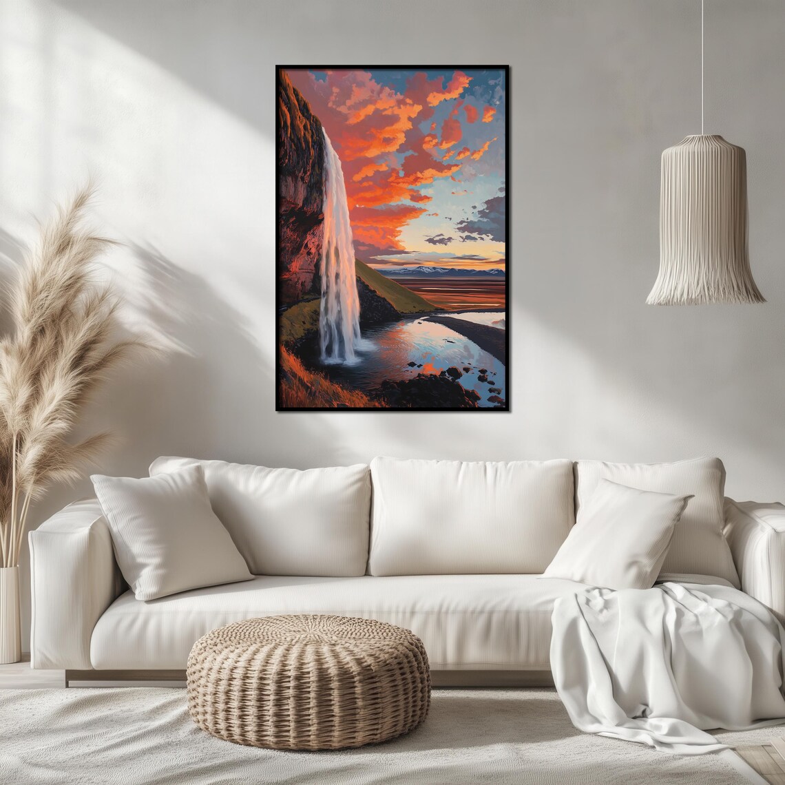 Seljalandsfoss Waterfall at Sunset, Icelandic Landscape - Image 2