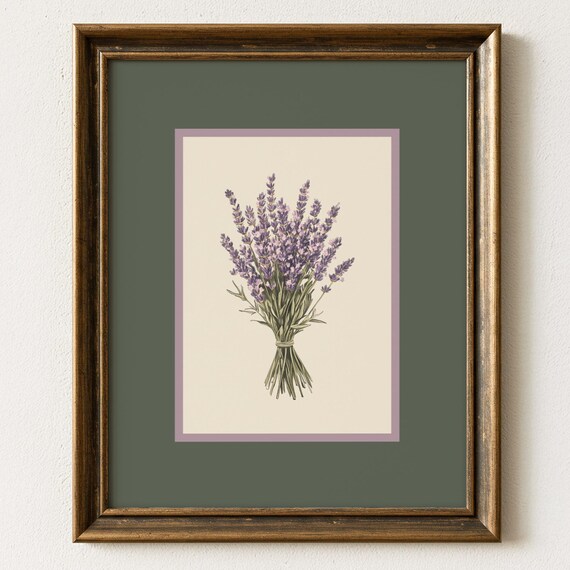 Lavender Bouquet Botanical Print, French Country