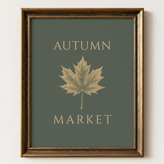 Autumn Market Gold Maple Leaf Fall Season Farmhouse Decor Poster