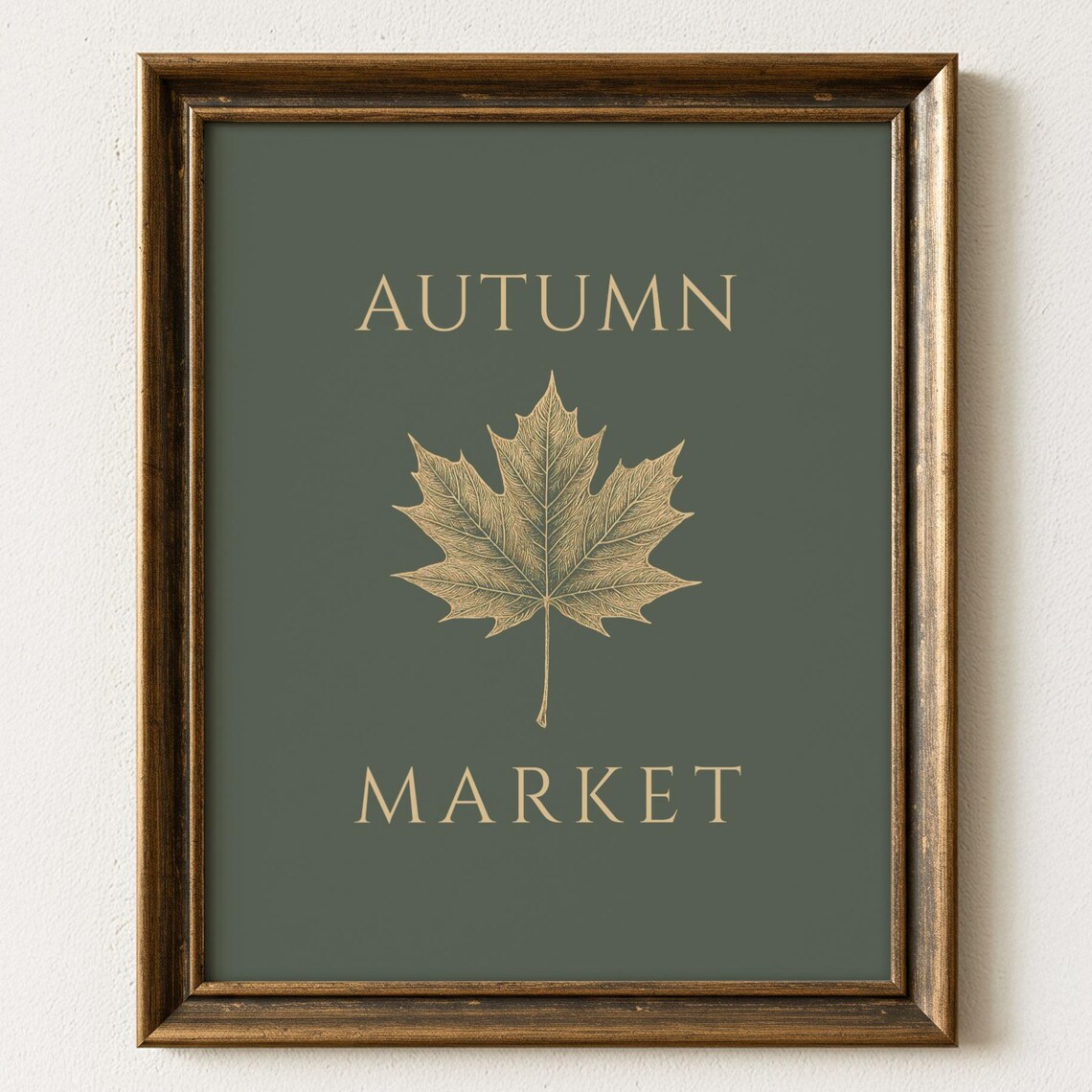 Autumn Market Gold Maple Leaf Fall Season Farmhouse Decor Poster