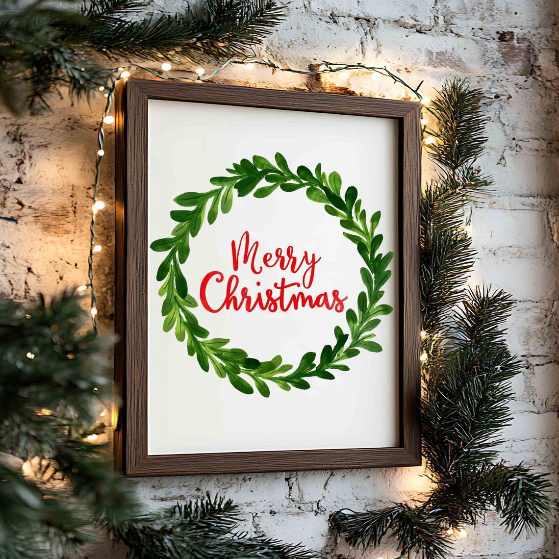 Christmas Merry Watercolor Holiday Home Decor Art Print