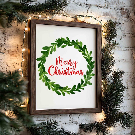 Christmas Merry Watercolor Holiday Home Decor Art Print