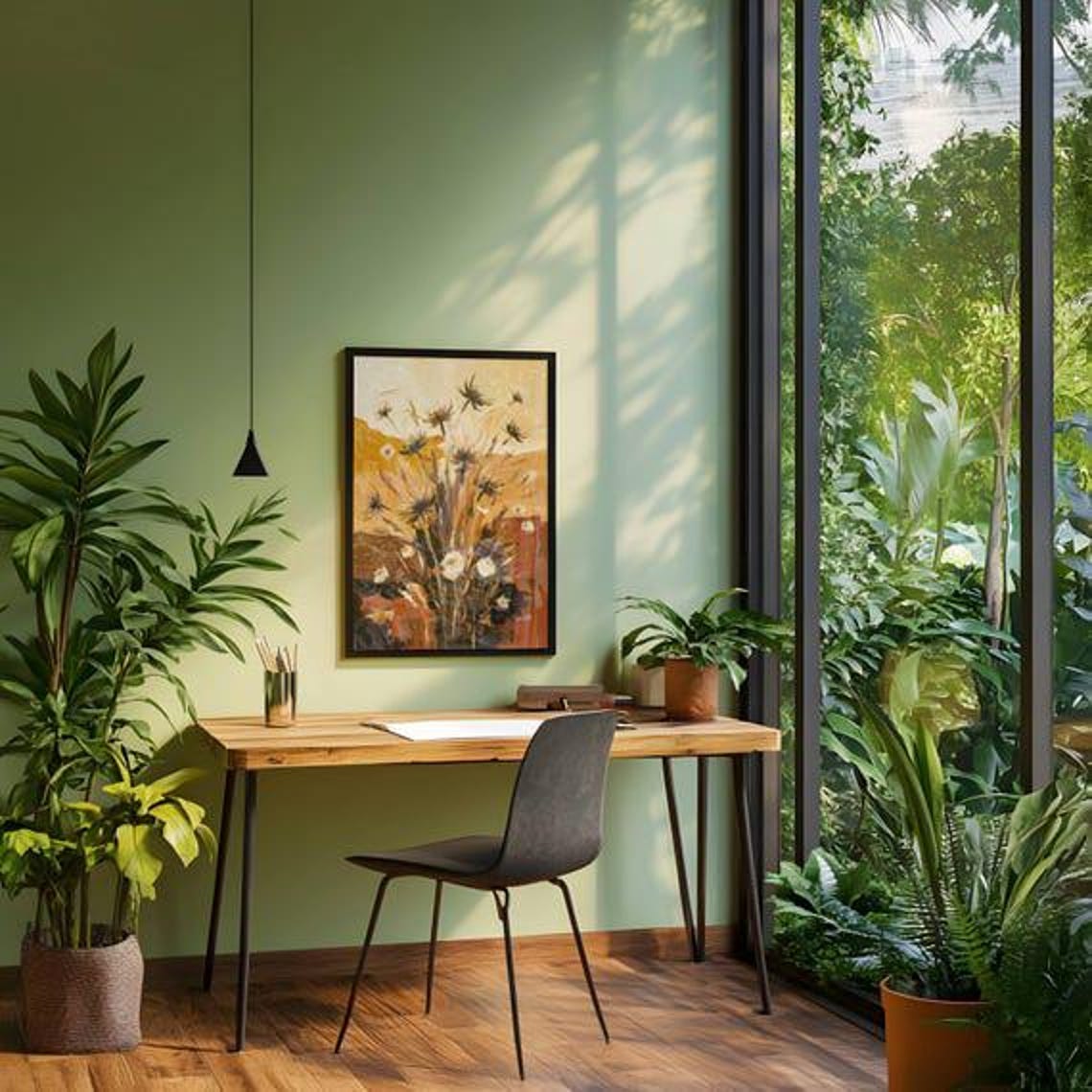 Earth Tones Abstract Wildflowers Warm Brown Moody Acrylic Poster - Image 3