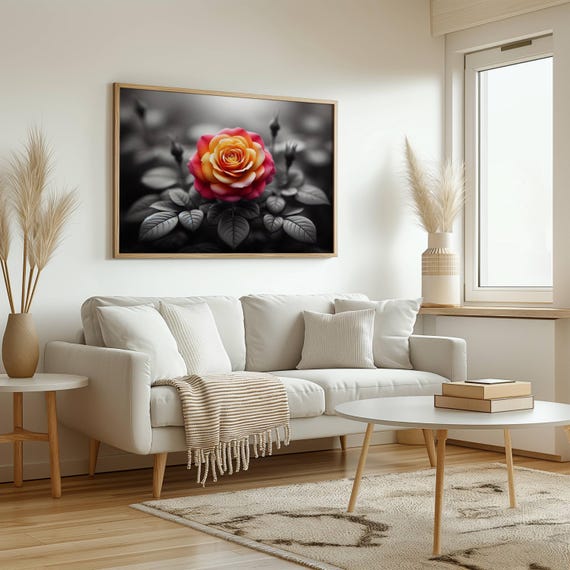 Vibrant Rose On Grayscale Bold Abstract Art For Modern Home Decor Perfect For Living Room Bedroom Office Or Entryway Wall Art