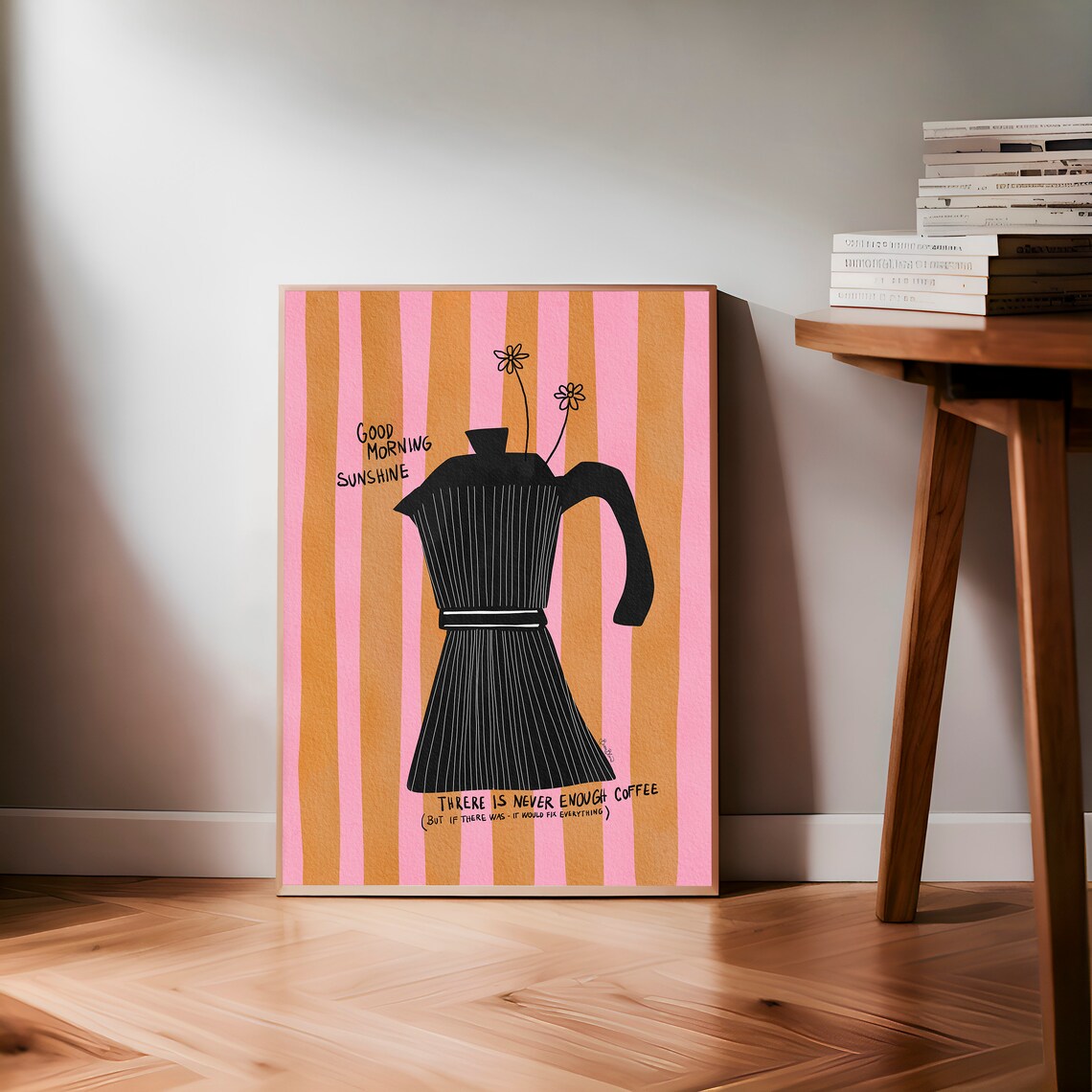 Mocca Coffee Stripes Modern Kitchen Art Print - Image 3