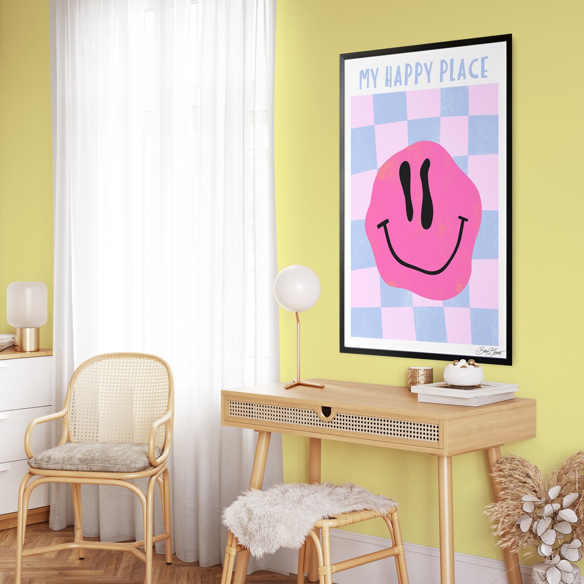 Smiley My Happy Place Retro Funky Poster Print - Image 2