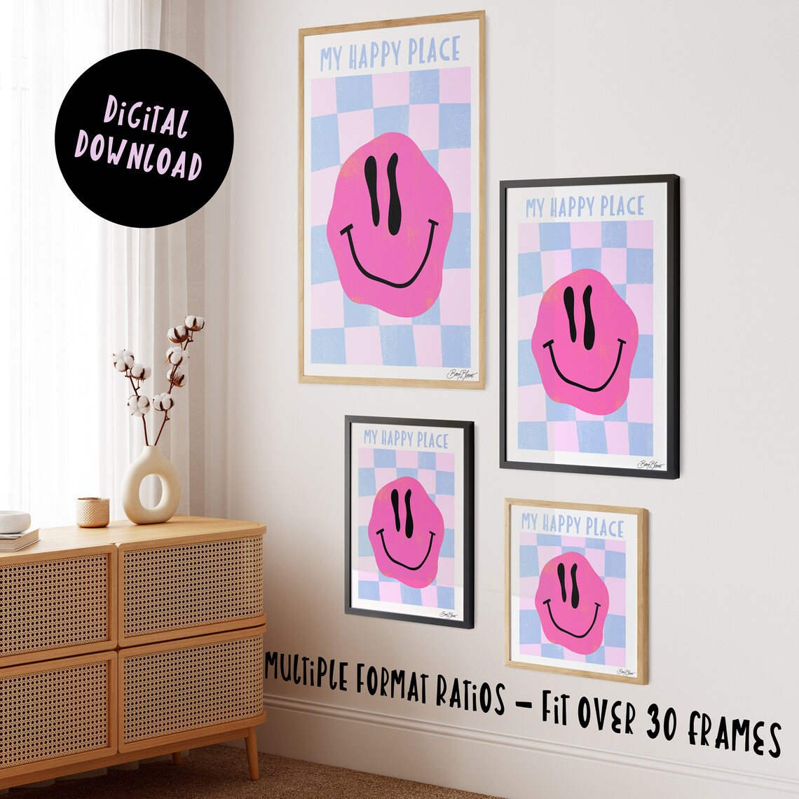 Smiley My Happy Place Retro Funky Poster Print - Image 4
