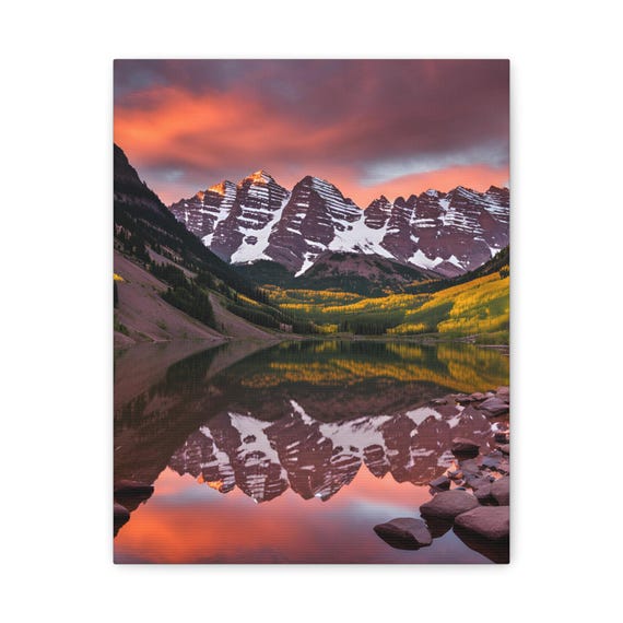 Mountain Lake Reflection Canvas Print Gallery Wall Art