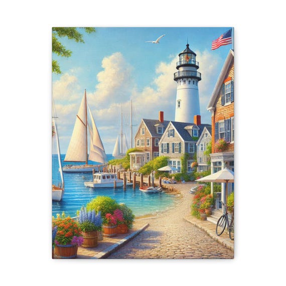 Coastal Lighthouse Canvas Wall Art Nautical Home Decor