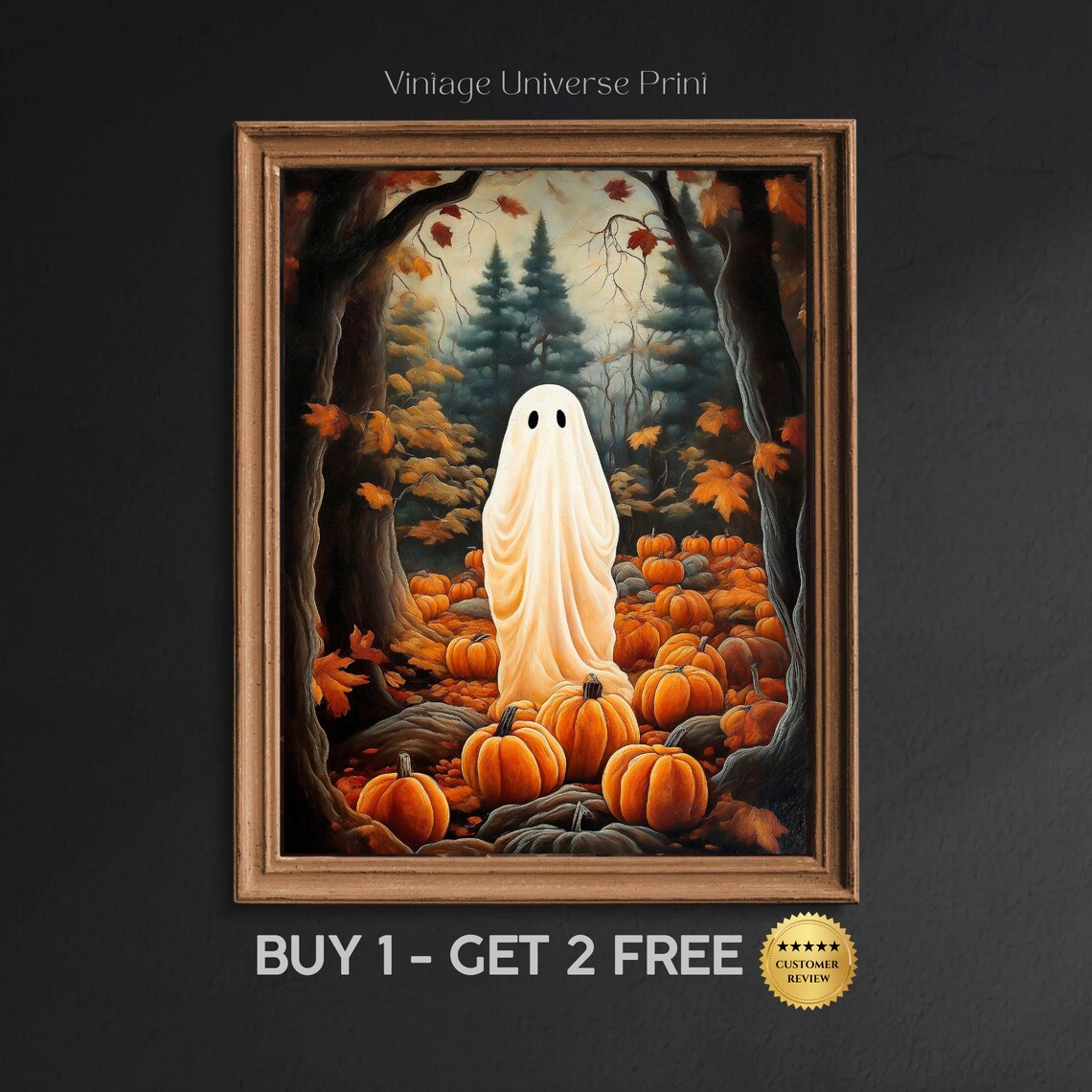Halloween Ghost, Spooky Haunted Forest Art Print