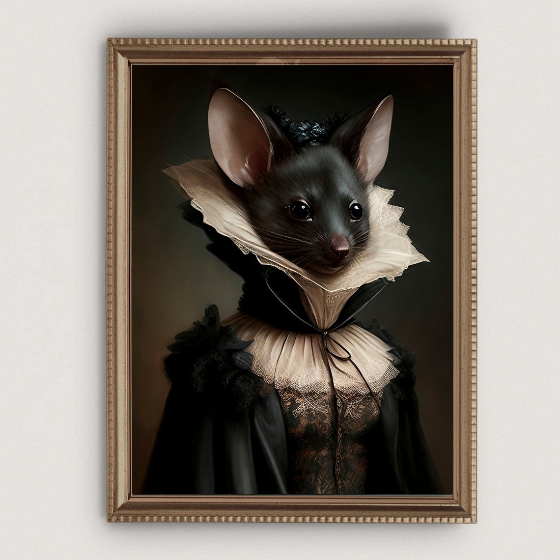 Victorian Mouse in Lace Collar Gothic Animal Portrait Poster - Image 5