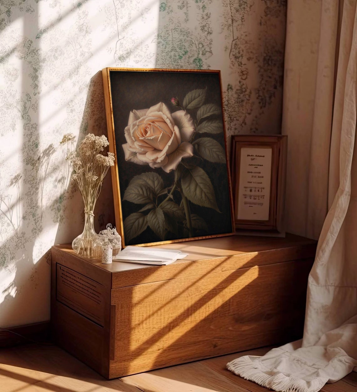 Moody Rose Painting Dark Academia Floral Vintage Botanical Print Moody Floral Art Print Antique Painting Aesthetic - Image 2