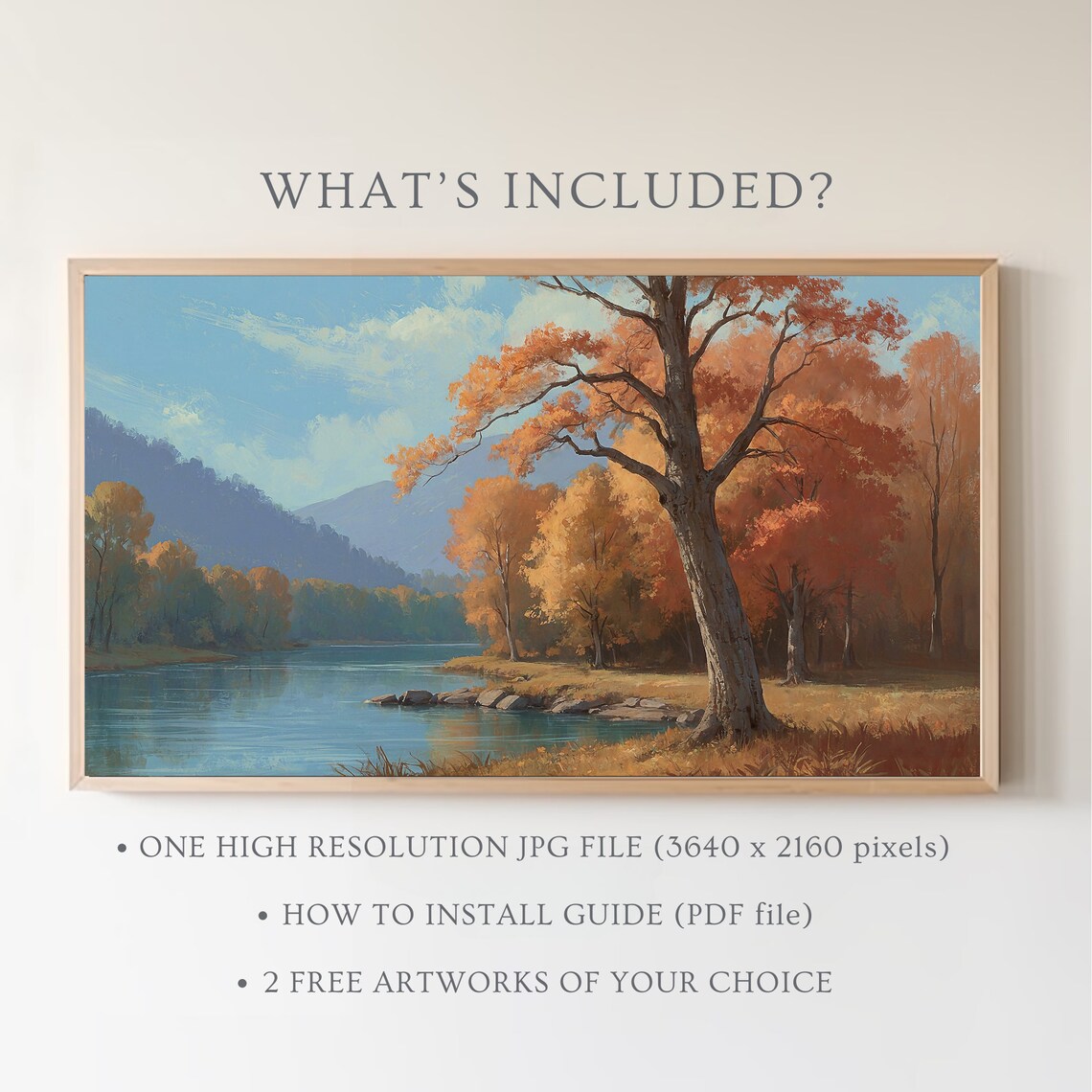 Autumn Lake With Mountain View Orange Fall Trees Scenic Poster - Image 5