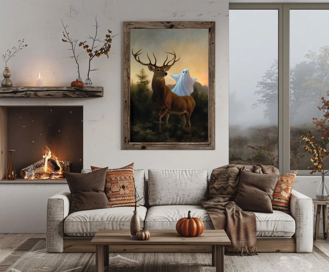Majestic Stag With Ghost Rider At Sunset Autumn Forest Poster - Image 4