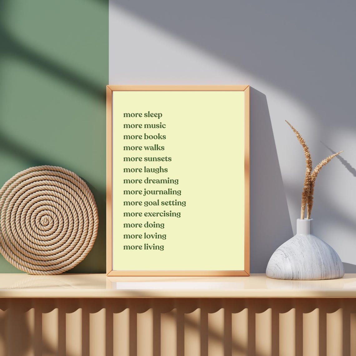 More Sleep More Music More Books Green Minimalist Mantra Poster - Image 4