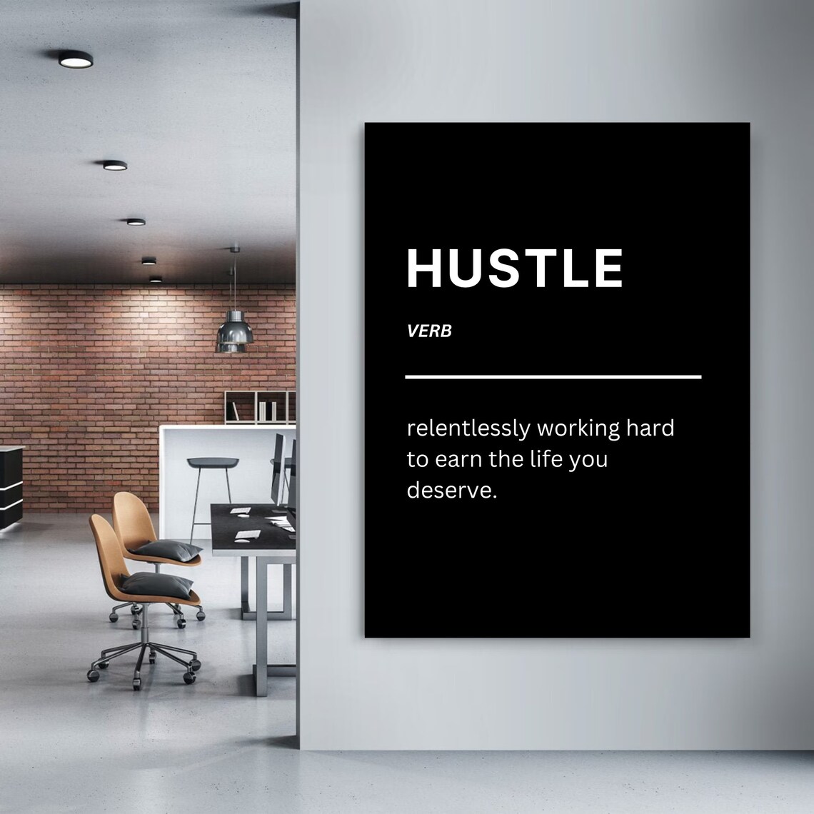 Hustle Definition Motivational Black Minimalist Quote Poster - Image 2