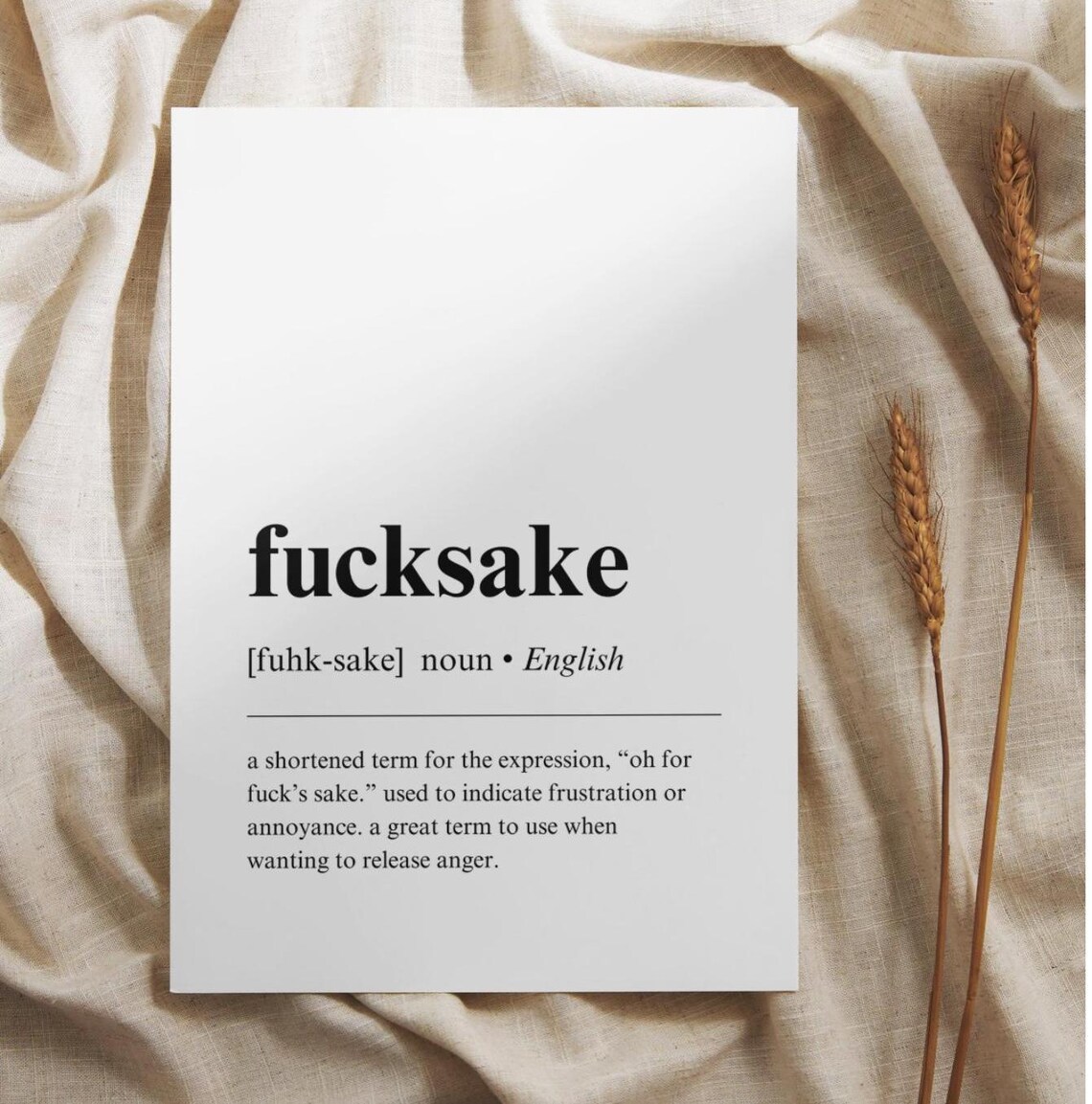 Fucksake Definition Funny Office Art Print - Image 2