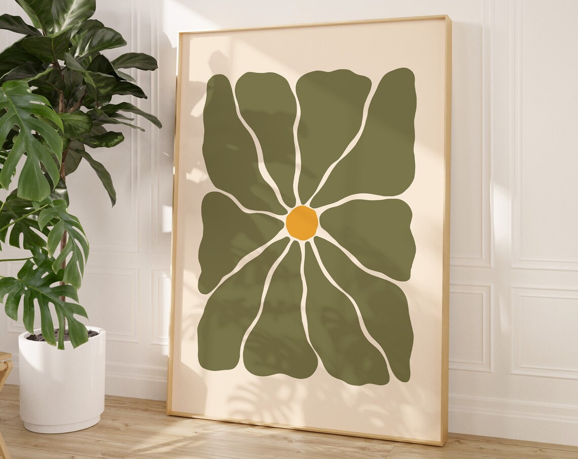 Retro Abstract Flower Art Print, Matisse-Inspired Floral