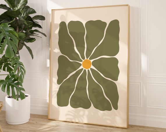 Retro Abstract Flower Art Print, Matisse-Inspired Floral