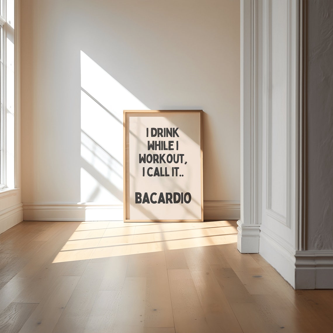 I Drink While I Workout I Call It Bacardio Cream Minimal Print - Image 3
