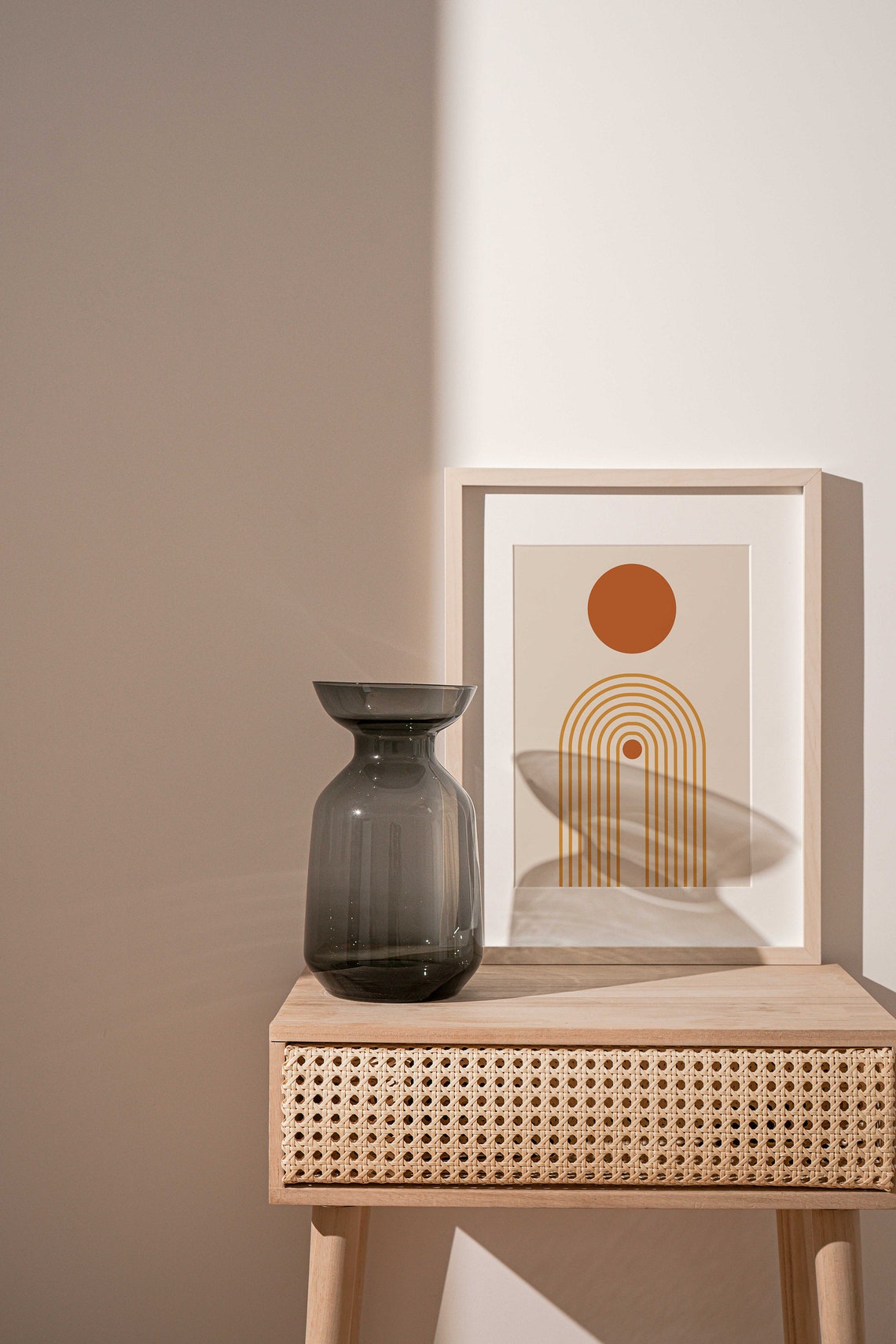 Terracotta Sun Over Golden Arches Boho Minimalist Art Poster - Image 3