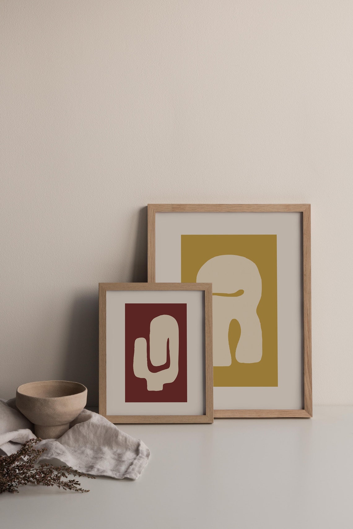 Mustard Gold Organic Shape Minimalist Contemporary Abstract Art Poster - Image 2
