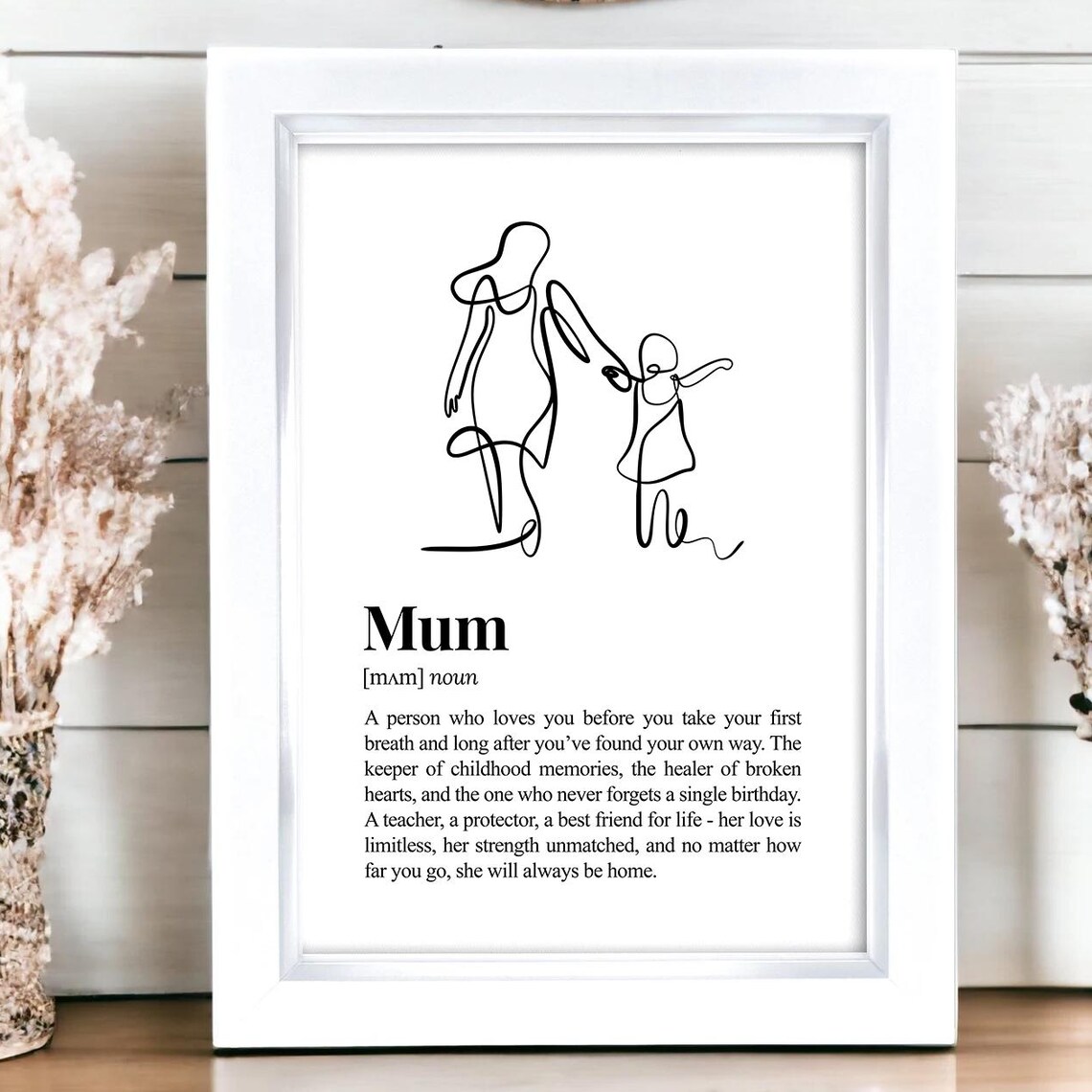 Mum Definition Line Art Mother Child Heartfelt Mothers Day Poster