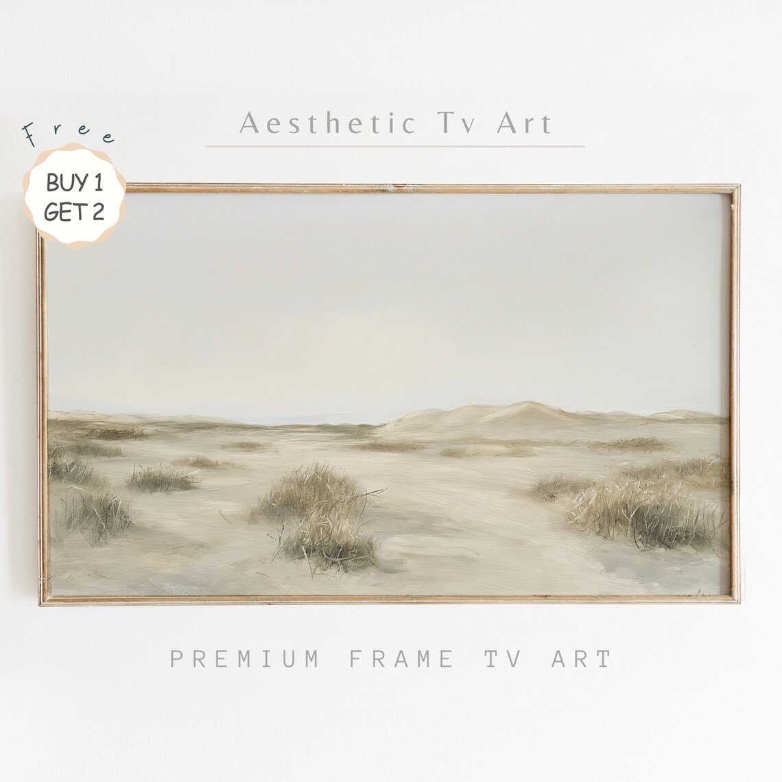 Beige Desert Dunes Minimalist Neutral Landscape Oil Painting Poster