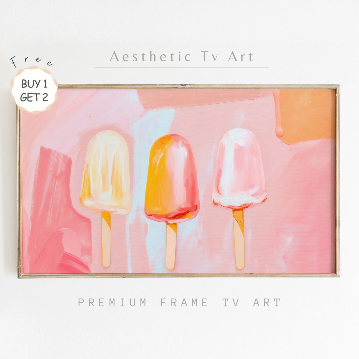 Pink Popsicles Summer Ice Cream Pop Art Pastel Aesthetic Poster