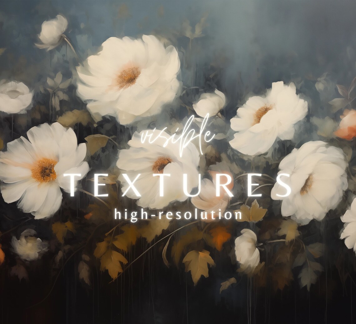 Dark Moody White Wildflowers Botanical Oil Painting Cottagecore Poster - Image 2