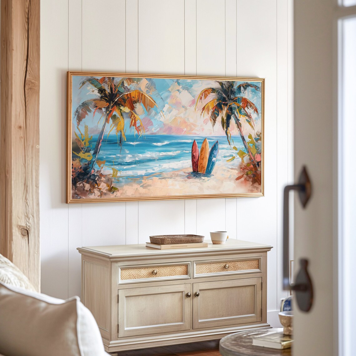 Tropical Beach Surfboards Summer Palm Trees Turquoise Ocean Poster - Image 3