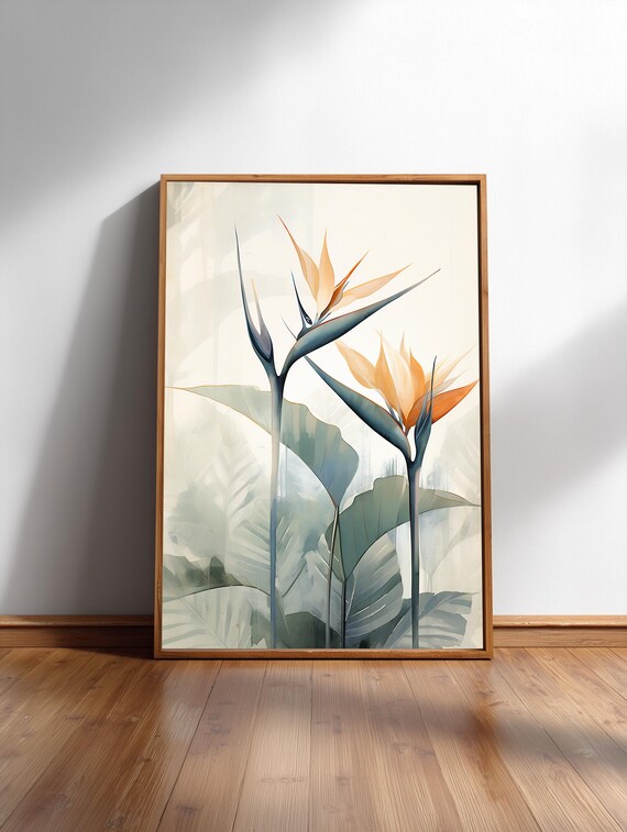 Bird Of Paradise Modern Japandiscandi Botanical Unframed