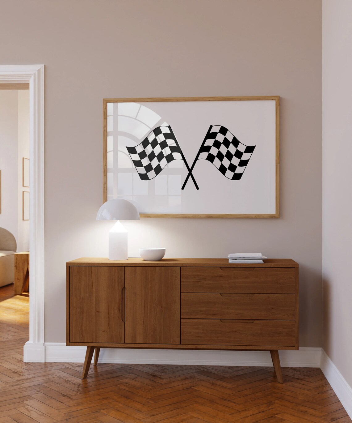 Checkered Race Flags Art Print, Boys Room Decor - Image 2